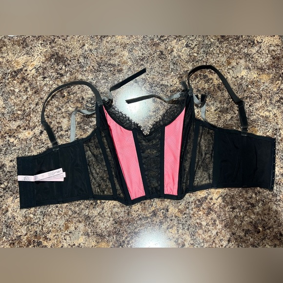 Y2k Victoria’s Secret Unlined Lace-up Velvet Satin Corset Bustier Top - Picture 15 of 15